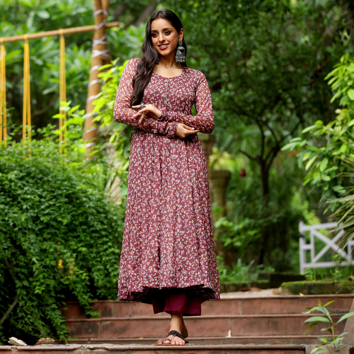 Runali Mama Raju Runali Floral Gerogette Kurta – Kameez.co