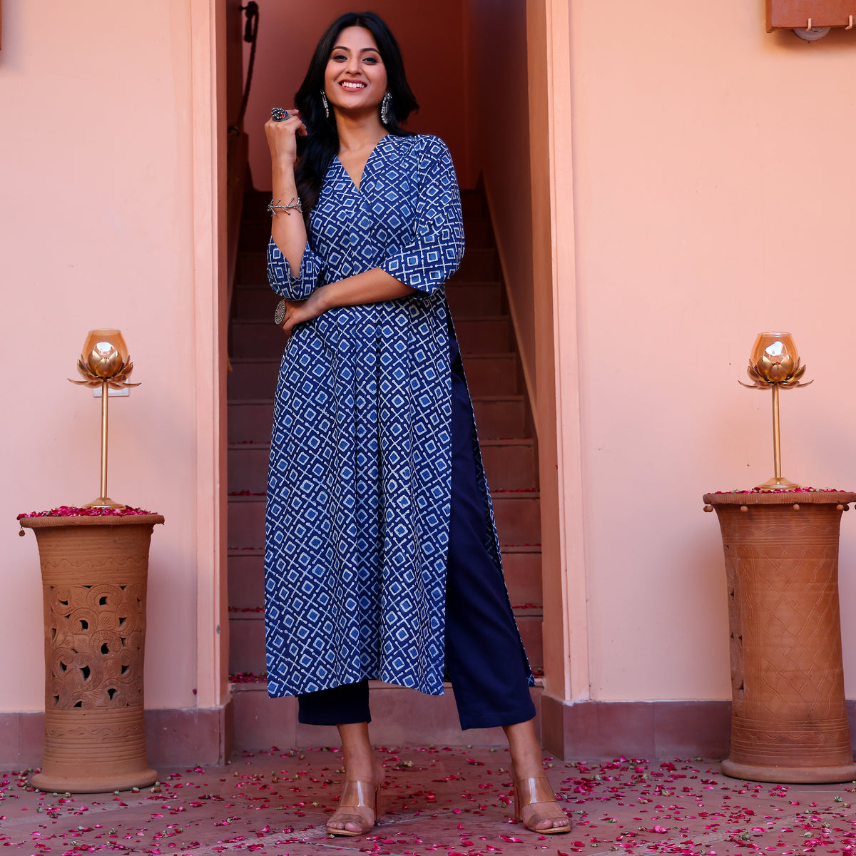 Indigo Naveli Cotton Block Printed Set Kameez co indigo-naveli-cotton-block-printed-set-kameez-co