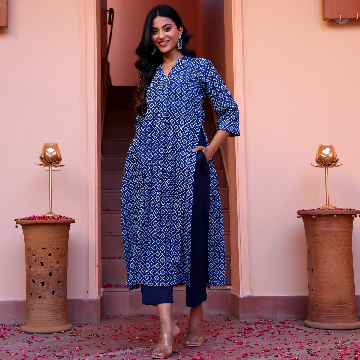 Indigo Naveli Cotton Block Printed Set Kameez co indigo-naveli-cotton-block-printed-set-kameez-co