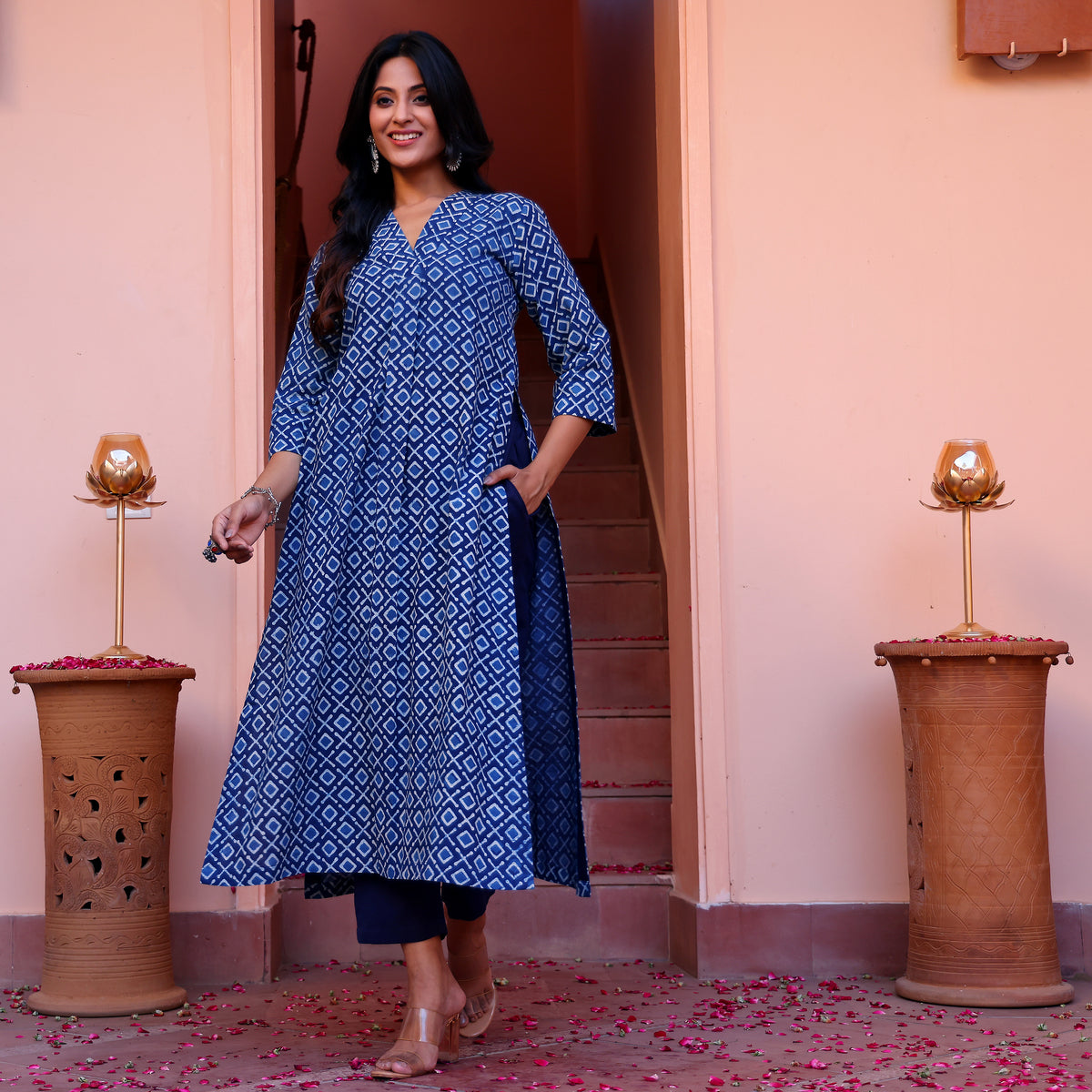 Indigo Naveli Cotton Block Printed Set Kameez co indigo-naveli-cotton-block-printed-set-kameez-co