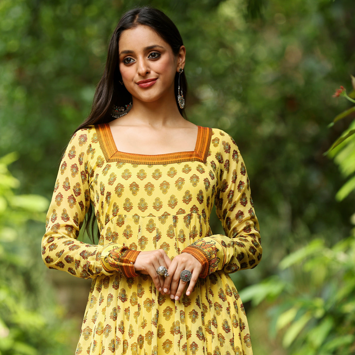 Yellow Preet Floral Gerogette Kurta