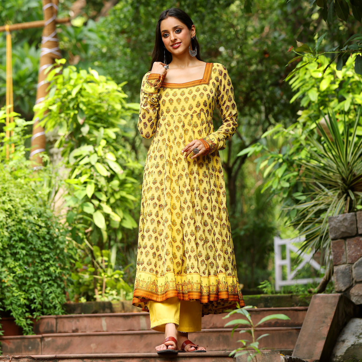 Yellow Preet Floral Gerogette Kurta