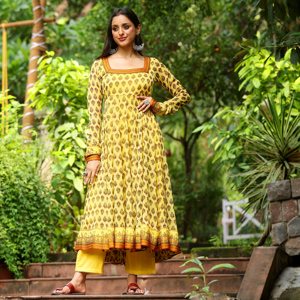 Yellow Preet Floral Gerogette Kurta