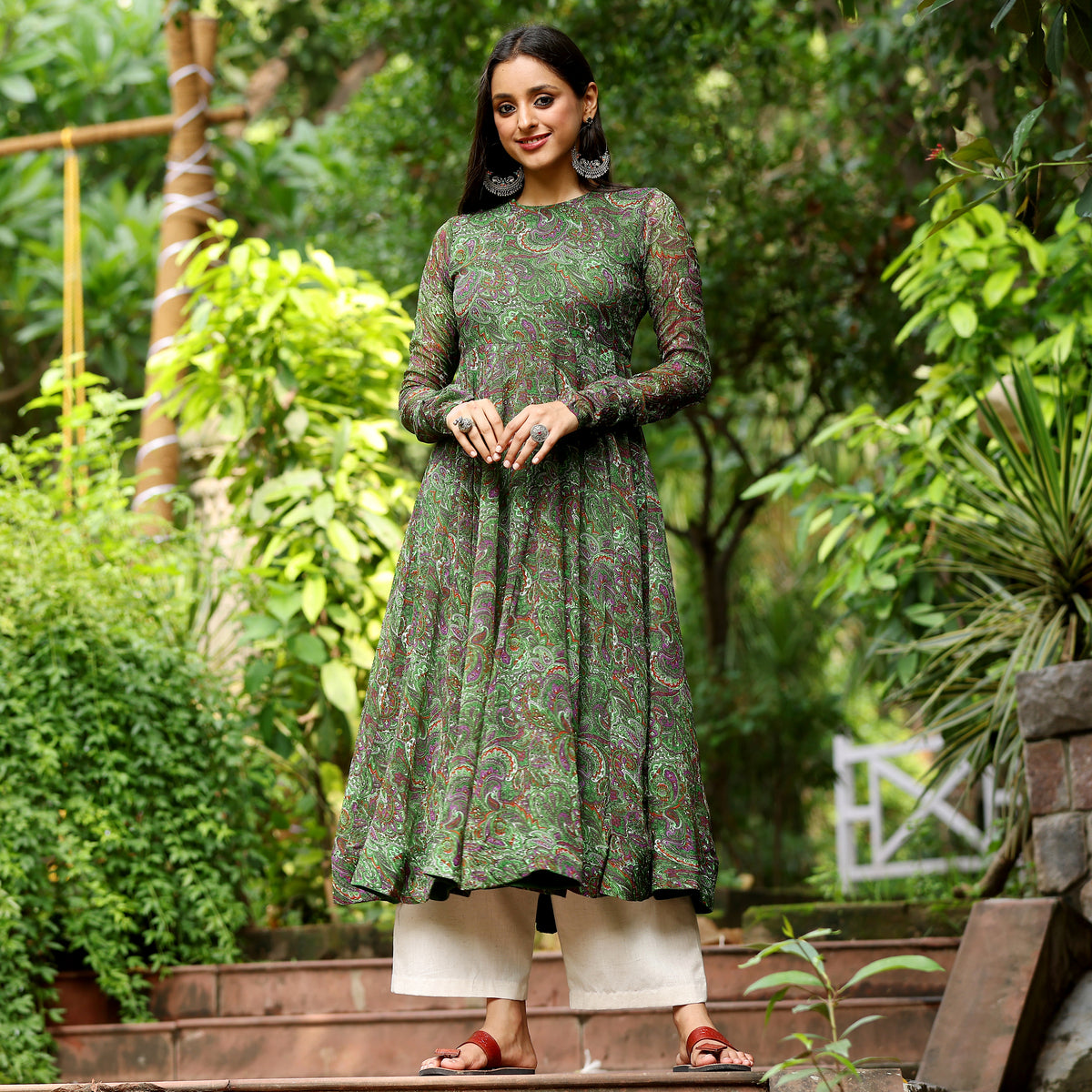 Green Paisley Kameez