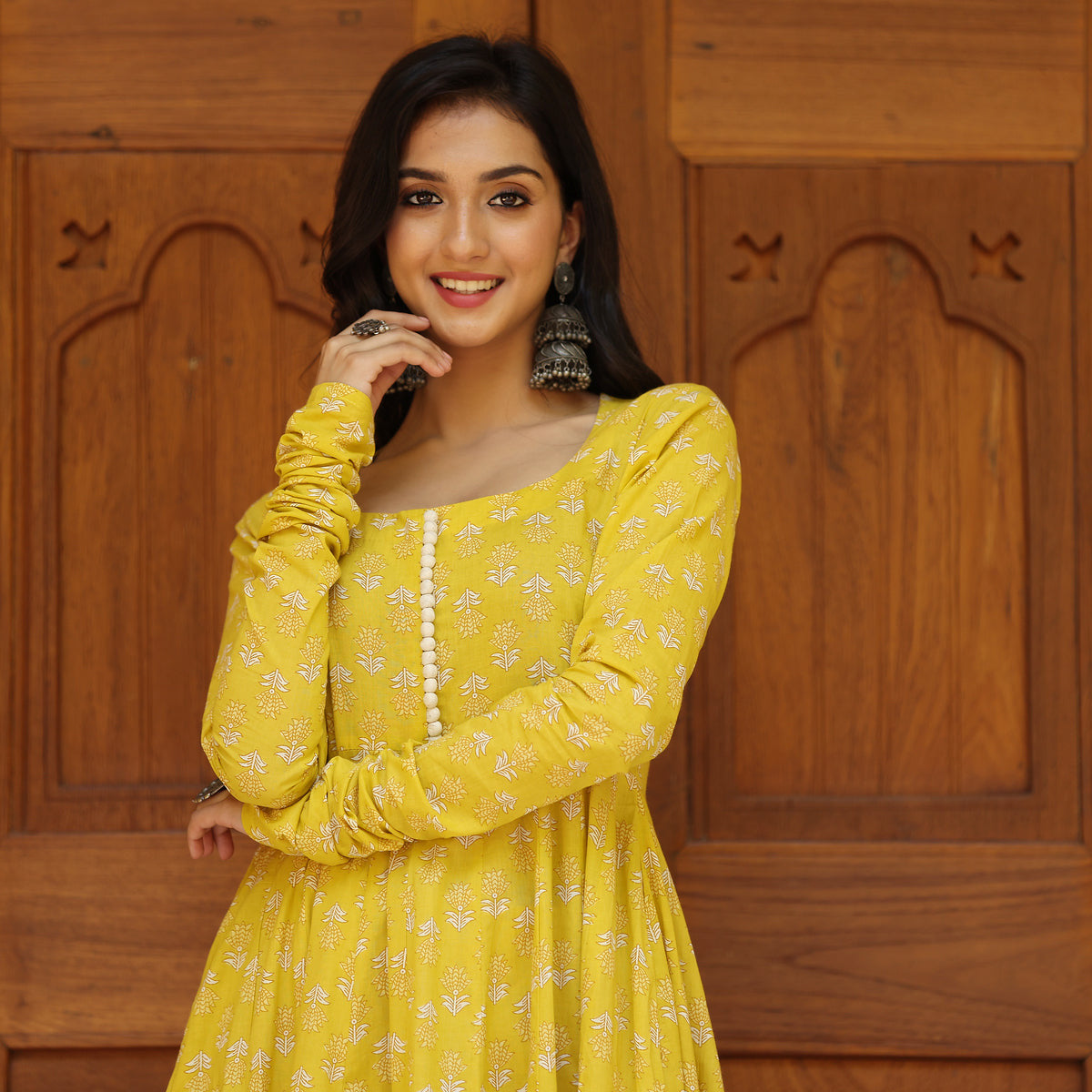 Farida Yellow  Cotton Kurta