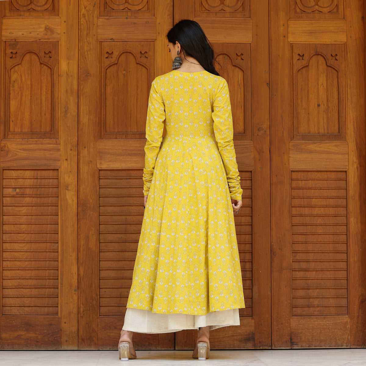 Farida Yellow  Cotton Kurta