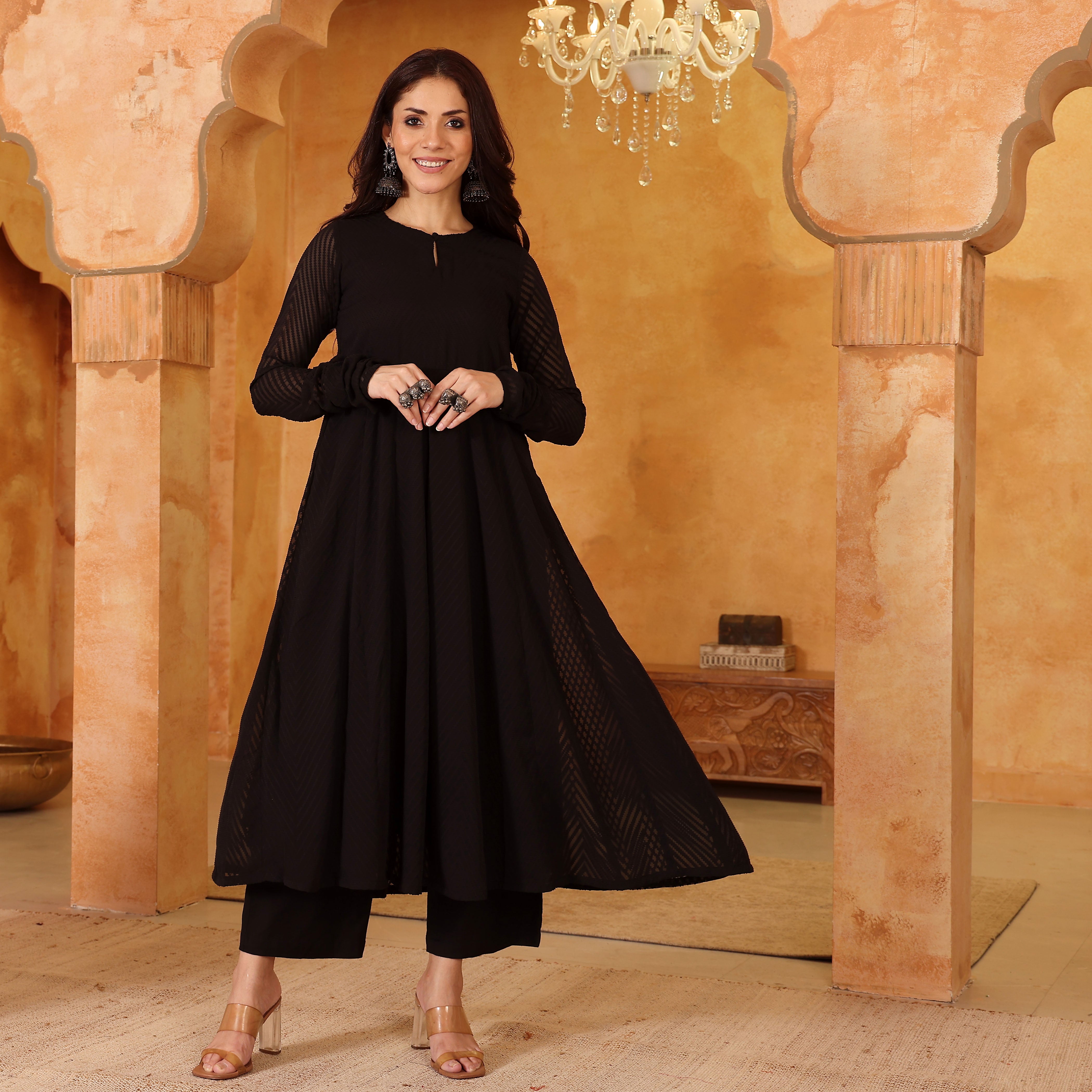 Nysa Black Georgette Kurta