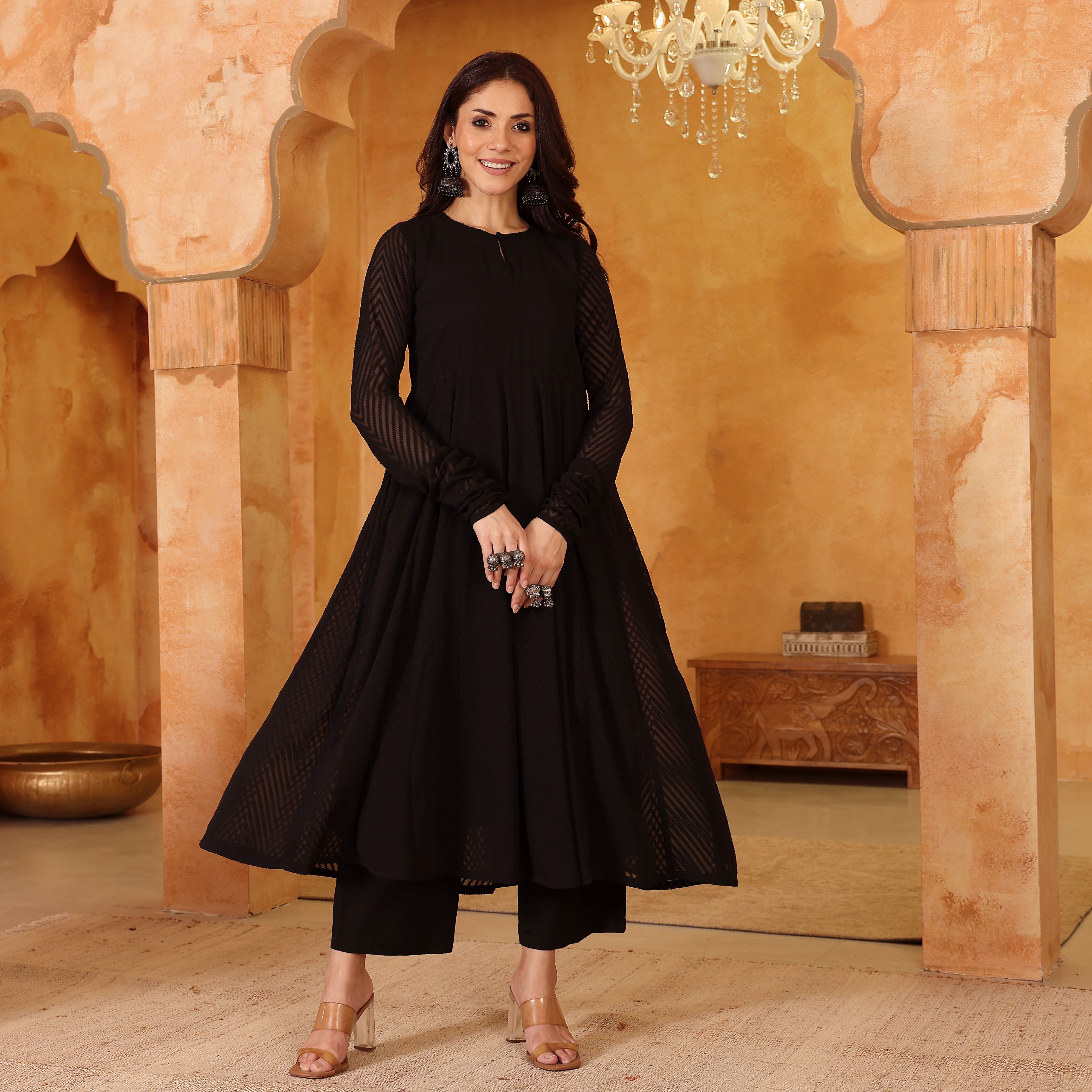 Nysa Black Georgette Kurta