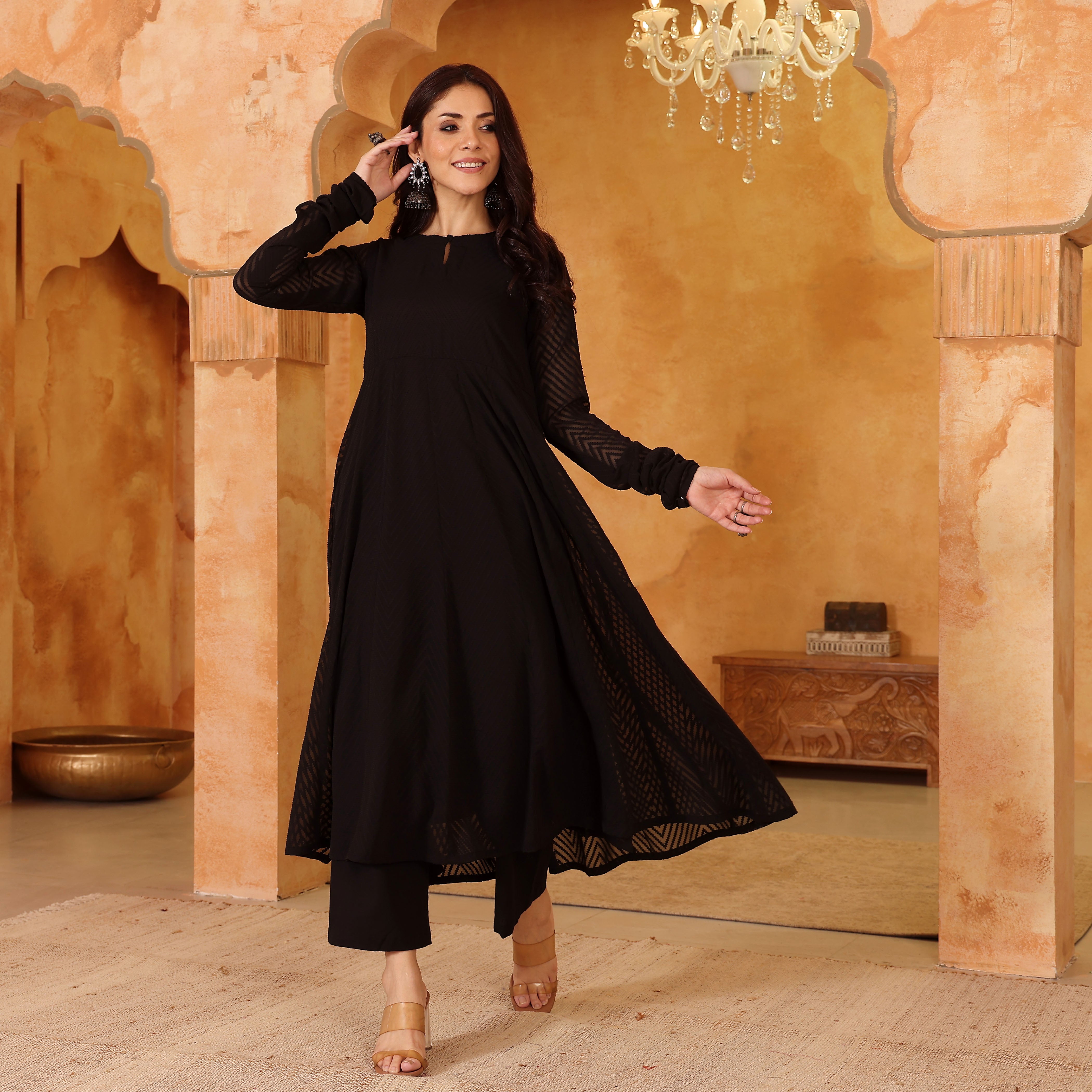 Nysa Black Georgette Kurta