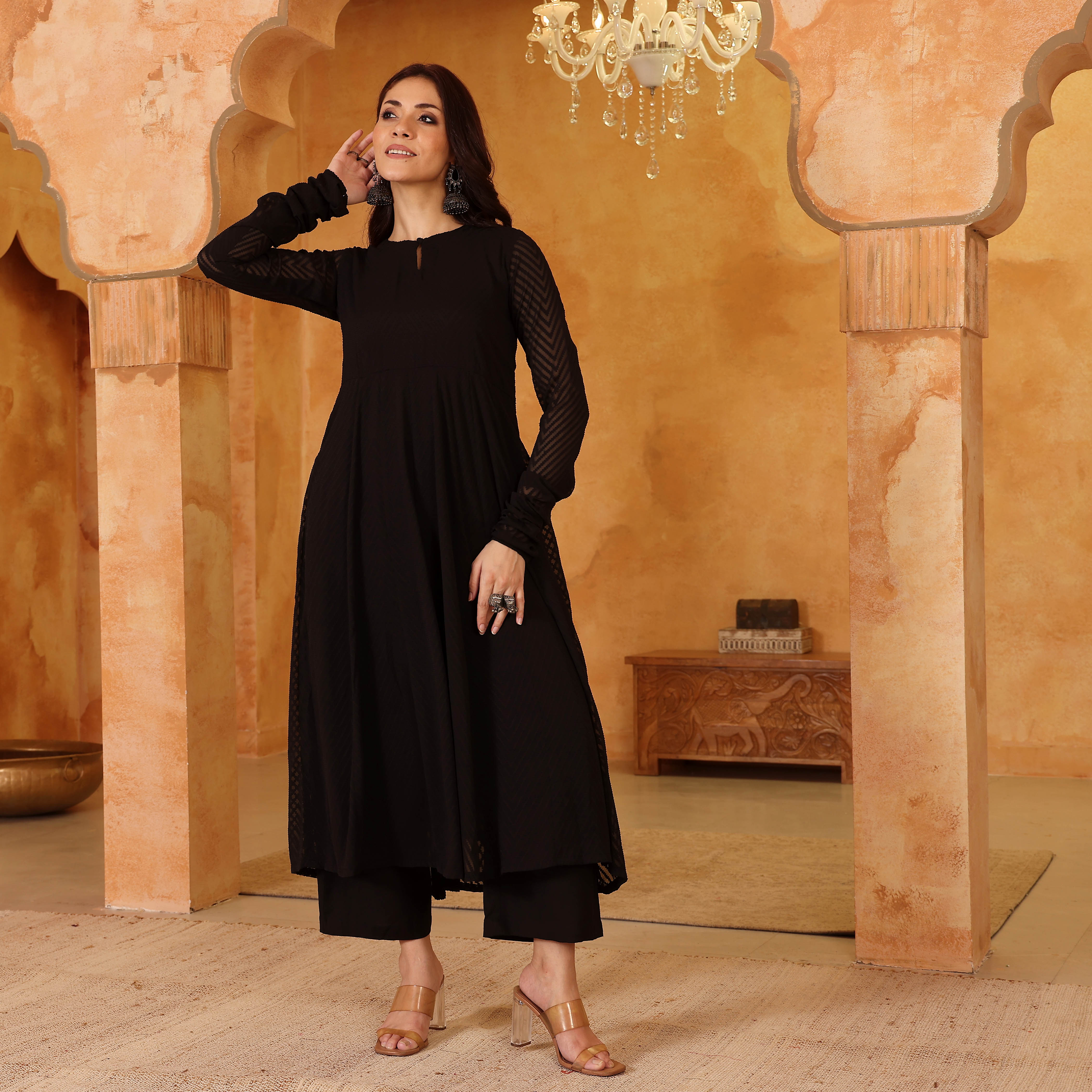 Nysa Black Georgette Kurta