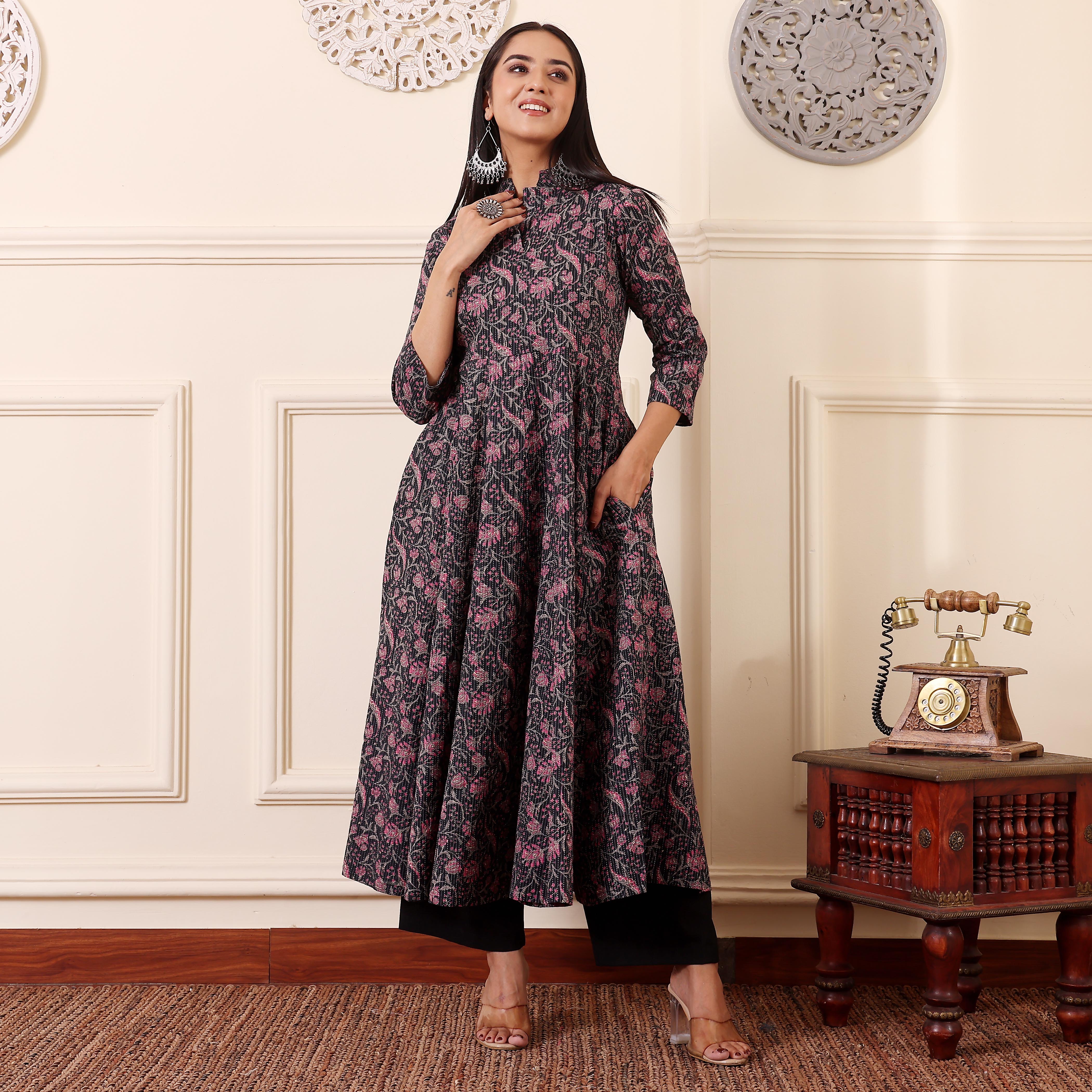 Faina Kantha Cotton Kurta