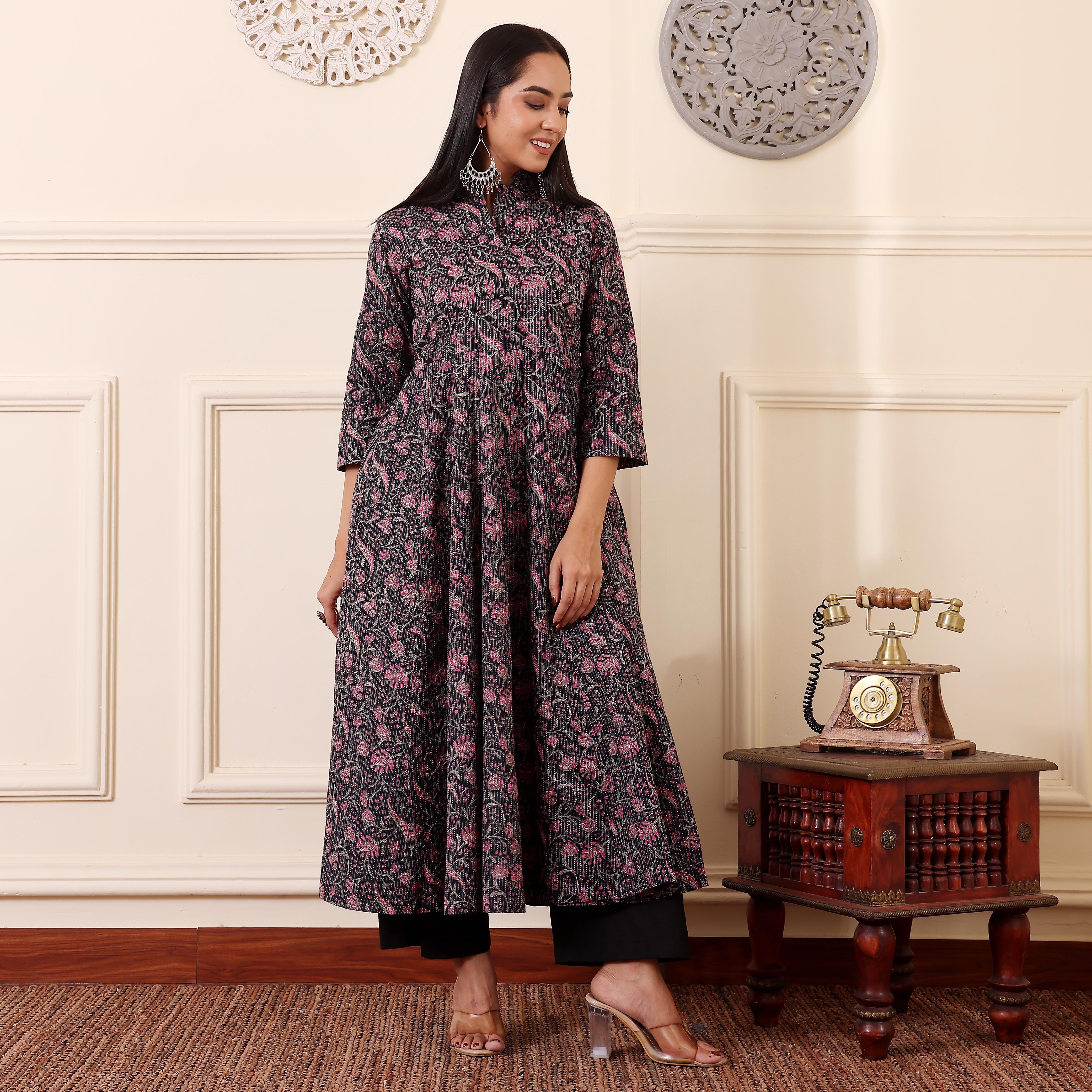 Faina Kantha Cotton Kurta