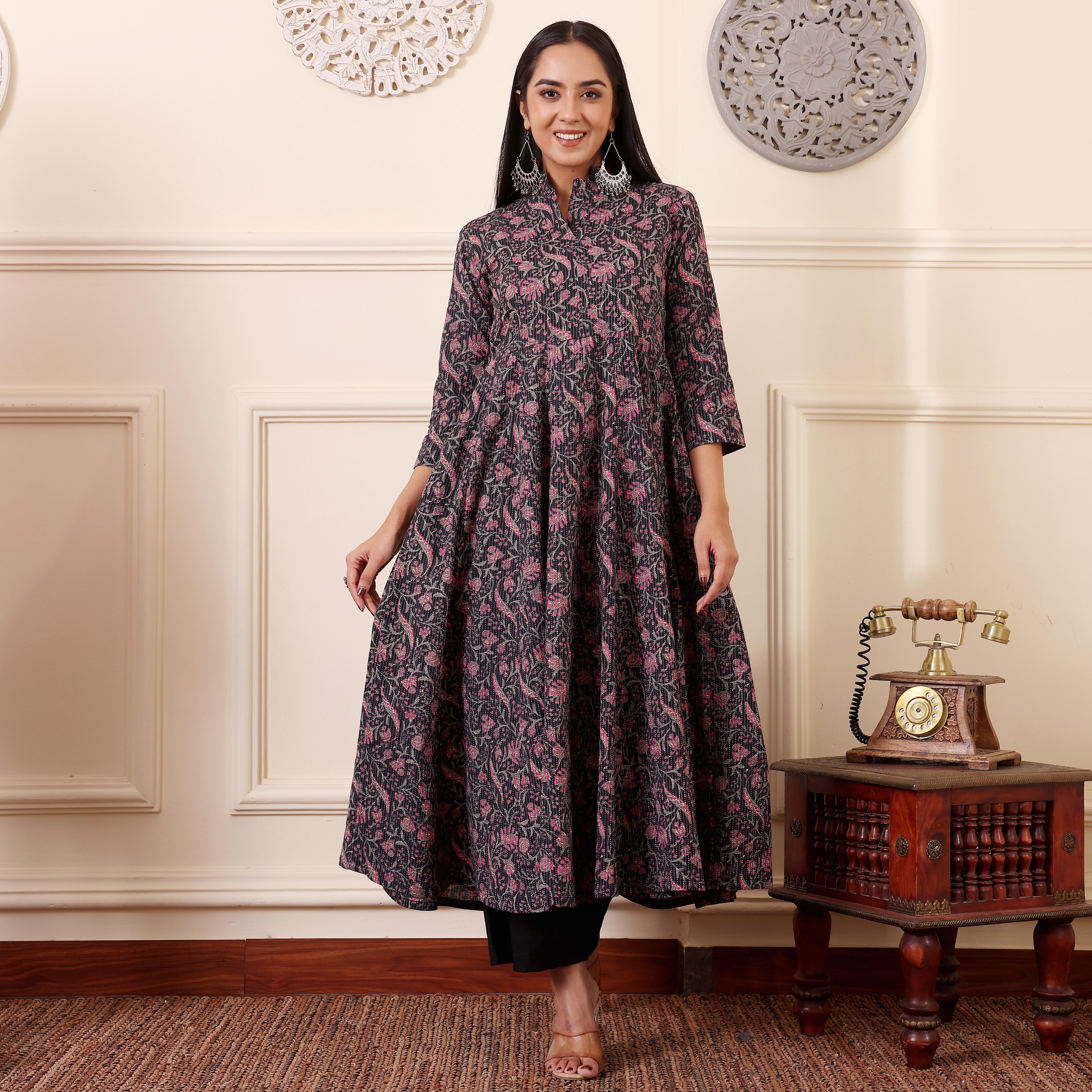 Faina Kantha Cotton Kurta