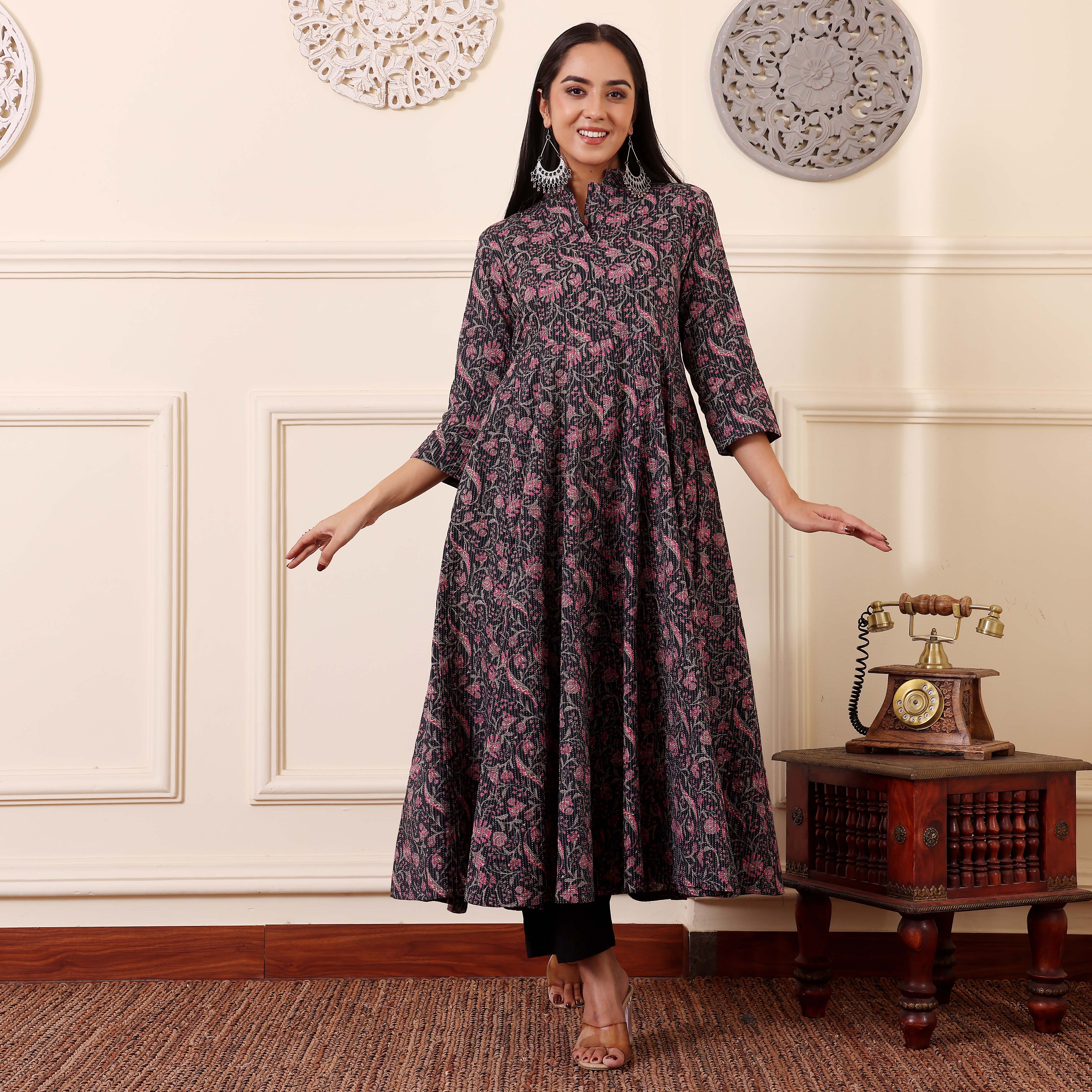 Faina Kantha Cotton Kurta