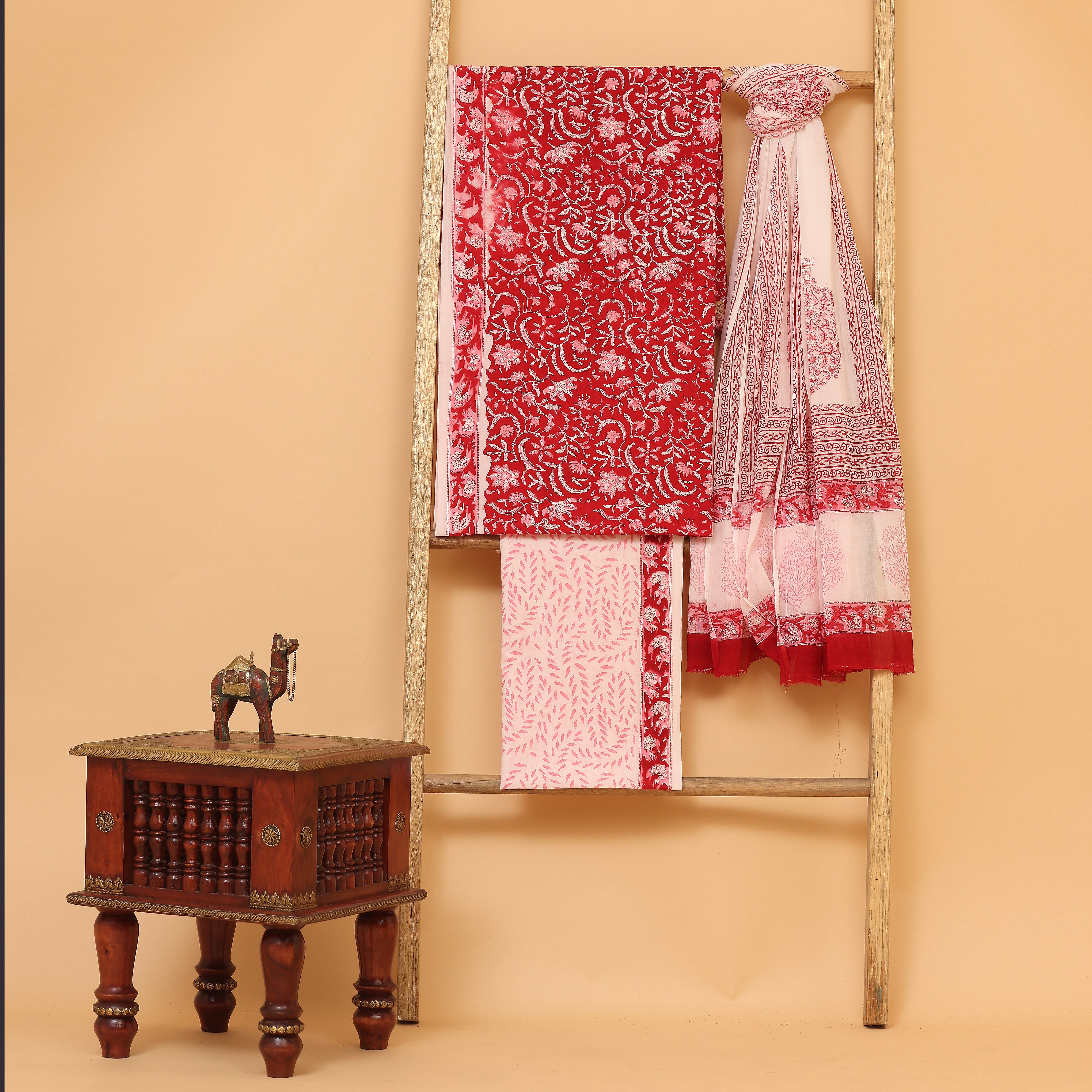 Gerua Color Gerua hand block printed cotton unstitched Suit set – Kameez.co